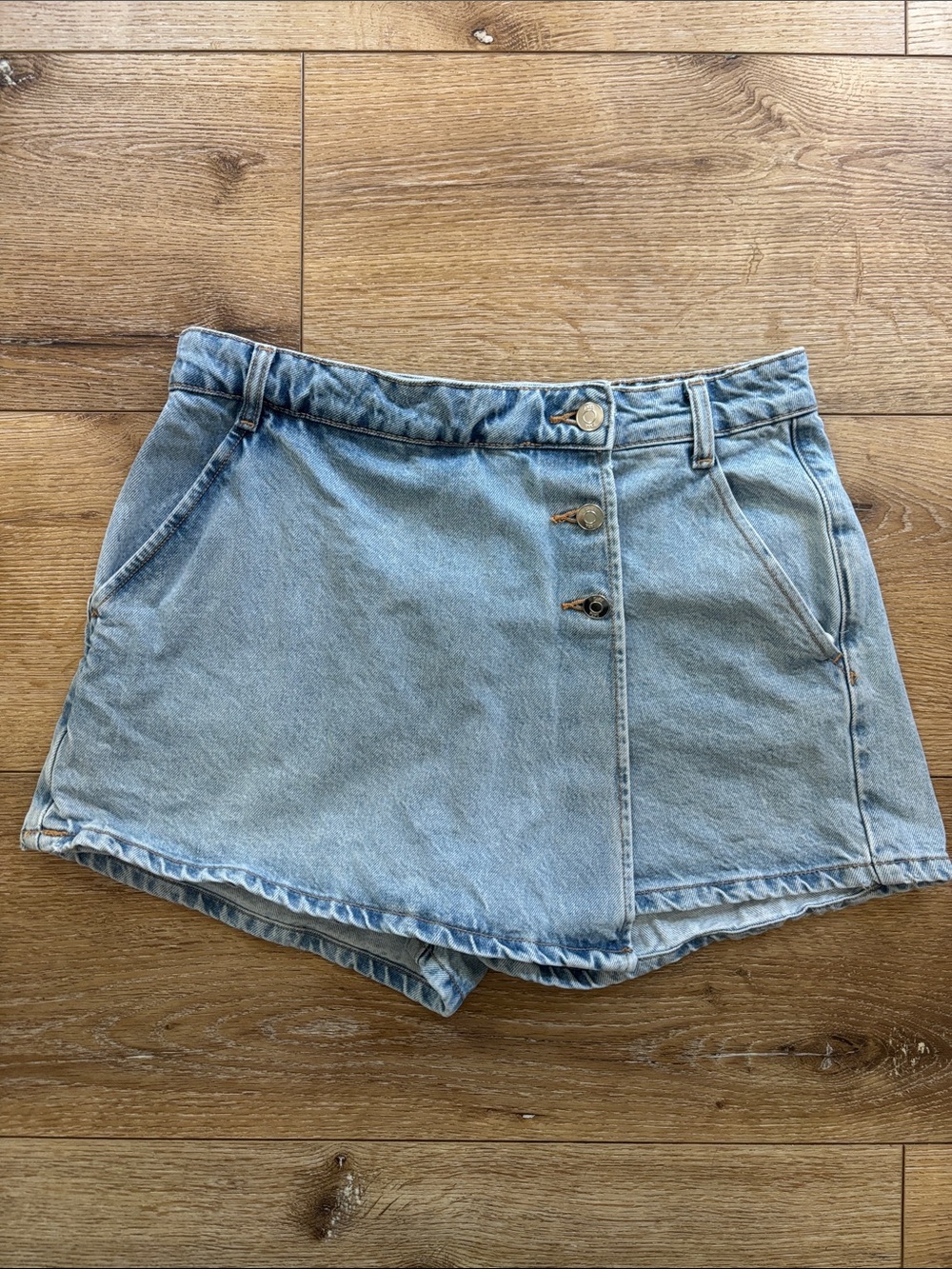 ZARA Light Blue Washed Denim Jean Skort